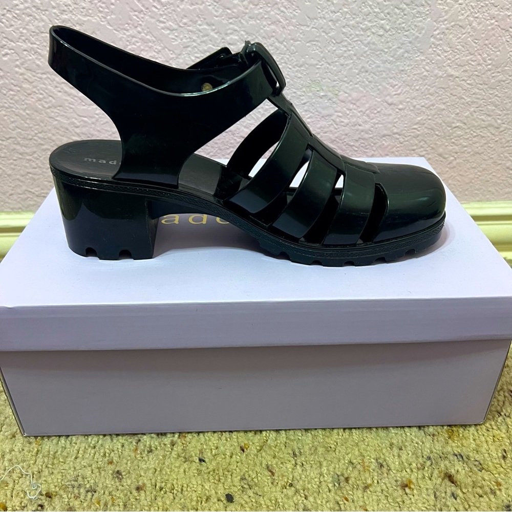 Madden Girl Women’s 8 Black Jelly Shoes Sandals